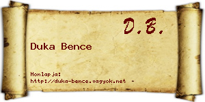 Duka Bence névjegykártya