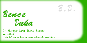 bence duka business card